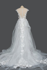 Appliques Flowers Wedding Dress Ball Gown Tulle-27dress