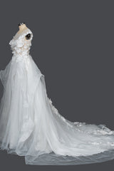 Appliques Flowers Wedding Dress Ball Gown Tulle-27dress