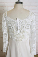 Appliques Long Sleeve Chiffon A-line Wedding Dress On Sale-27dress