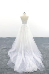 Appliques Strapless Tulle A-line Wedding Dress On Sale-27dress