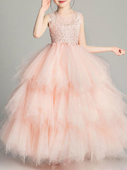 Ball Gown Chiffon Sleeveless Jewel Neck First Communion Flower Girl Dresses-27dress