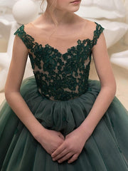 Ball Gown Lace Sleeveless Jewel Neck Pageant Flower Girl Dresses-27dress