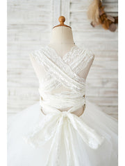 Ball Gown Lace Tulle Sleeveless Jewel Neck Wedding Birthday Flower Girl Dresses-27dress