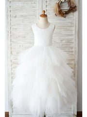 Ball Gown Lace Tulle Sleeveless Jewel Neck Wedding Birthday Flower Girl Dresses-27dress