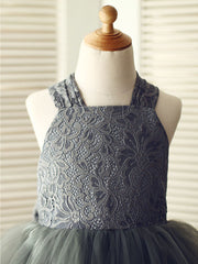 Ball Gown Lace Tulle Wedding Birthday Pageant Flower Girl Dresses-27dress