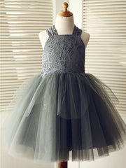 Ball Gown Lace Tulle Wedding Birthday Pageant Flower Girl Dresses-27dress
