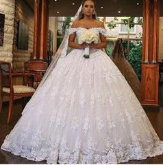 Ball Gown Off-the-Shoulder Lace Wedding Dress Online-27dress