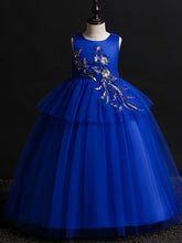 Ball Gown Satin Tulle Sleeveless Jewel Neck Wedding Party Flower Girl Dresses-27dress
