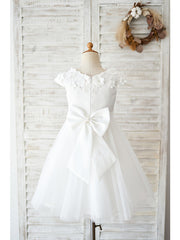 Ball Gown Satin Tulle Wedding Birthday Flower Girl Dresses-27Dress