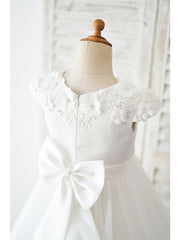 Ball Gown Satin Tulle Wedding Birthday Flower Girl Dresses-27Dress