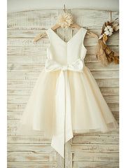 Ball Gown Satin Tulle Wedding Birthday Pageant Flower Girl Dresses-27dress