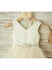 Ball Gown Satin Tulle Wedding Birthday Pageant Flower Girl Dresses-27dress