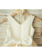 Ball Gown Satin Tulle Wedding Birthday Pageant Flower Girl Dresses-27dress