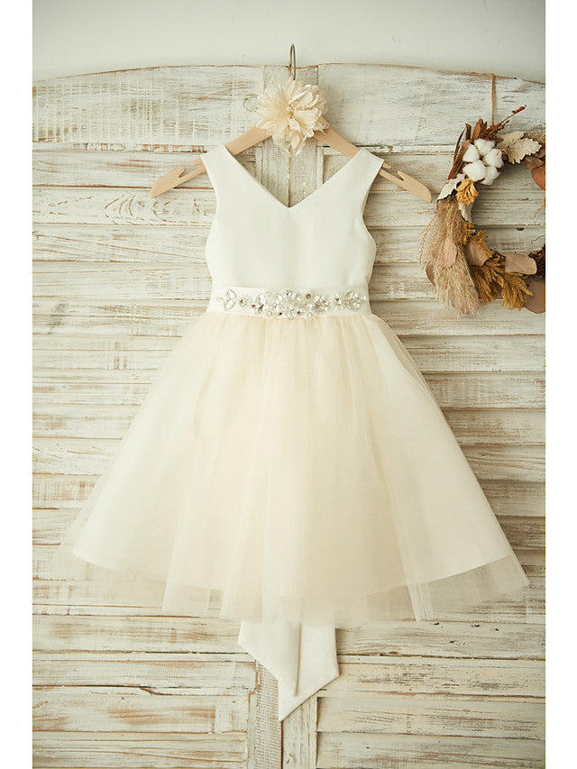 Ball Gown Satin Tulle Wedding Birthday Pageant Flower Girl Dresses-27dress
