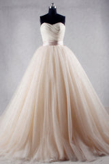 Ball Gown Strapless Sweetheart Tulle Wedding Dress Sweetheart Sleeveless Ruffles Bridal Gowns Online-27dress
