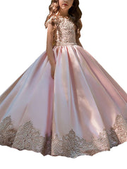 Ball Gown Sweep Brush Train Wedding Birthday Pageant Flower Girl Dresses-27dress
