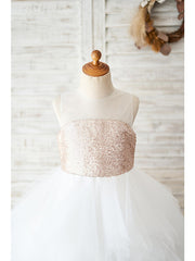 Ball Gown Tulle Sequined Sleeveless Jewel Neck Wedding Birthday Flower Girl Dresses-27dress