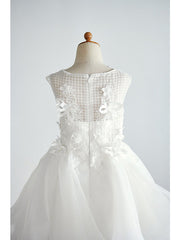 Ball Gown Tulle Sleeveless Jewel Neck Wedding Birthday Flower Girl Dresses-27dress