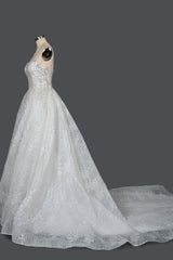 Ball Gown Wedding Dress Tulle Straps With Lace Beads-27dress