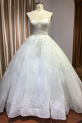 Ball Gown Wedding Dress Tulle Straps With Lace Beads-27dress