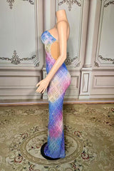 Bateau Sleeveless Sheath Long Tulle Evening Dress with Diamonds-27dress