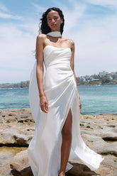 Beach Strapless Mermaid Wedding Dress with Slit-27dress