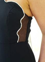 Beaded Satin Prom Dress with Sheath/Column Silhouette and One-Shoulder Sleeveless Design-27dress
