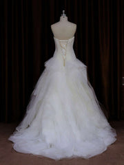 Beaded Straight Tulle Ball Gown Wedding Dress