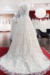 Beautiful Lace Appliques Tulle A-Line Wedding Dresses-27dress