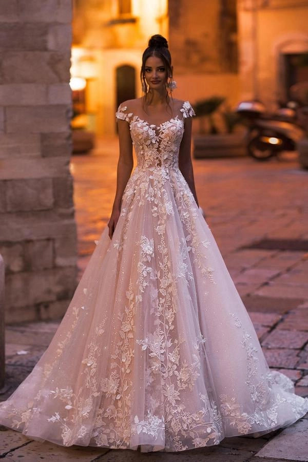 Beautiful Off-the-Shoulder A-line Lace Wedding dress-27dress