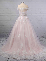 Beautiful Off-the-shoulder Ball Gown Wedding Dress with Tulle & Beading