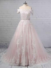 Beautiful Off-the-shoulder Ball Gown Wedding Dress with Tulle & Beading
