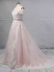 Beautiful Off-the-shoulder Ball Gown Wedding Dress with Tulle & Beading