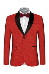 Bespoke Red Shawl Lapel Two Pieces Jacquard Suits For Prom