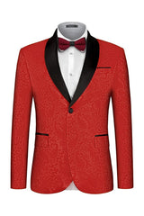 Bespoke Red Shawl Lapel Two Pieces Jacquard Suits For Prom