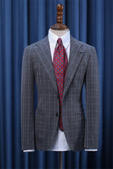 Bespoke Suit for Men Dark Gray Close Fitting Plaid Business Suits-27dress