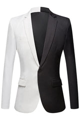 And Notched Lapel Two Pieces Chic Black White Prom Suits