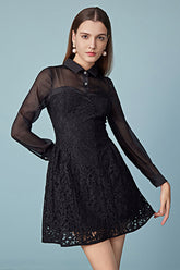 27Dress Black High Neck Long Sleeves Short Dresses