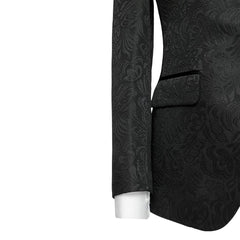 Jacquard Shawl Lapel Two Pieces Slim Fit Black Wedding Suits