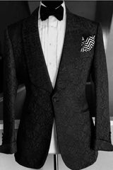 Jacquard Shawl Lapel Two Pieces Black Wedding Suits