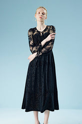 27Dress Black Long Sleeves Lace Sequined A-line Dresses