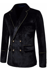 Notched Lapel Double Breasted Velvet Black Prom Suits