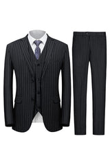 Black Notched Lapel Three Pieces Business Men Suits