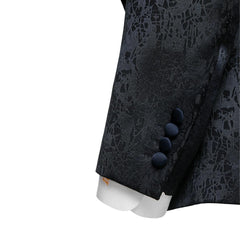 Peaked Lapel Two Pieces Jacquard Slim Fit Black Prom Suits