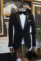 Black Peaked Lapel Two Pieces Men Suits For Wedding