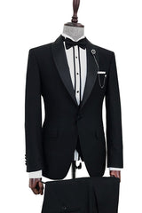 Shawl Lapel One Button Black Wedding Suits For Men