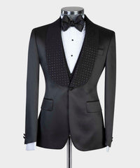 Two Pieces Shawl Lapel Bespoke Black Wedding Suits