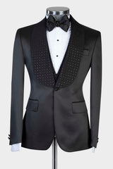 Two Pieces Shawl Lapel Bespoke Black Wedding Suits