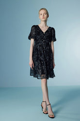 27Dress Black V-neck Short Sleeves Short Sequined Dresses