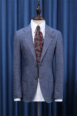 Blue Notched Lapel Two Pieces Slim Fit Men Suit for Business